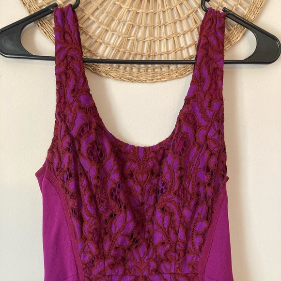 Diane Von Furstenberg Strapless Purple Sheath Dress Dress Red Lace - Picture 2 of 14